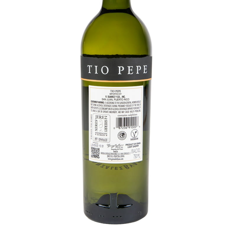 Tio Pepe Fino Sherry 750 ml Bottle - Dry White Wine, Jerez Spain