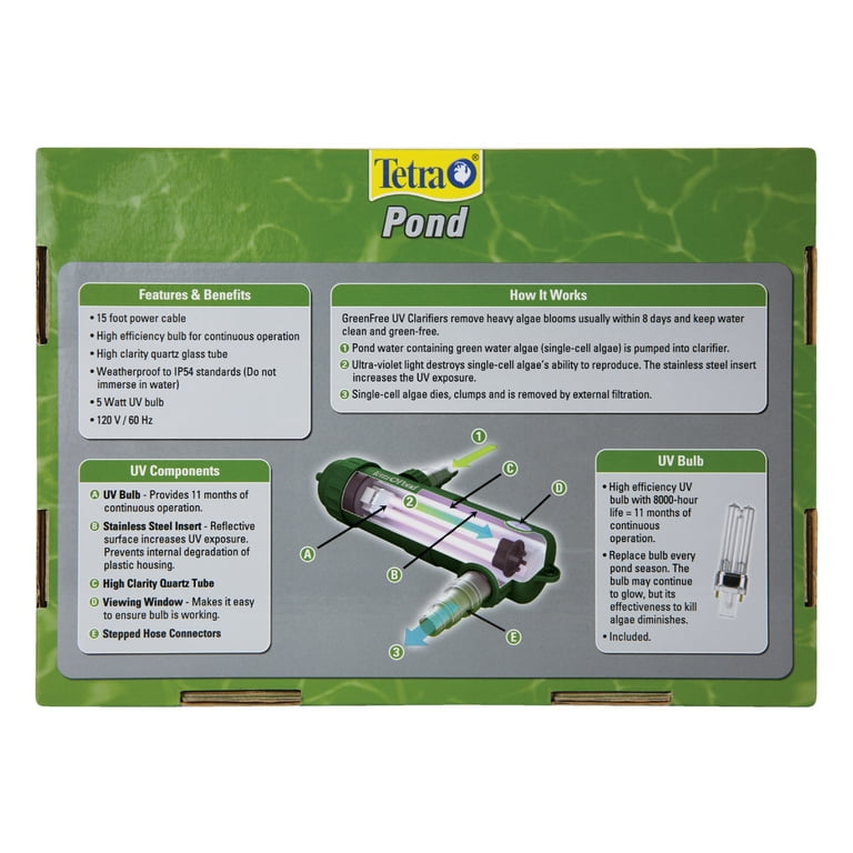 Tetra Pond GreenFree UV Clarifier, 5W, 660 Gallons, For Clean and