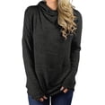 thumbnail image 1 of TWY Women Solid Color Cowl Neck Long Sleeves Front Pockets Blouse, 1 of 4