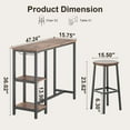 thumbnail image 5 of Bar Table Set for 2, Lofka Small Kitchen Table Set with 2 Shelves and 2 Stools 250lb, Retro, 5 of 6