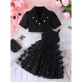 thumbnail image 5 of Yunliwuli Toddler Girls Two Piece Outfits Sleeveless Butterfly Tulle Dress and Short Sleeves Button Jacket for Summer Clothes, 5 of 10