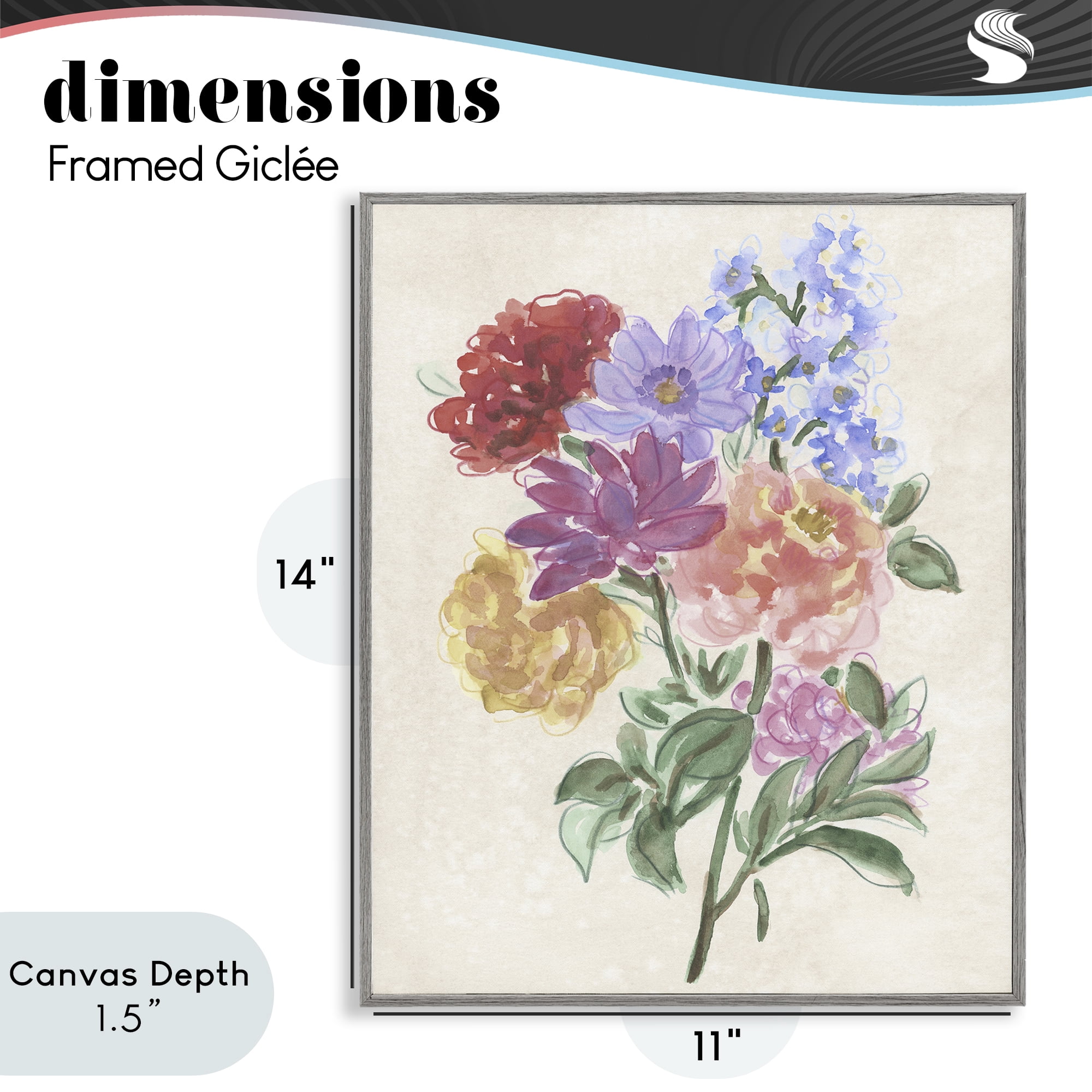 Stupell Industries Blooms On Parchment Gray Framed Giclee Art, design by June Erica Vess