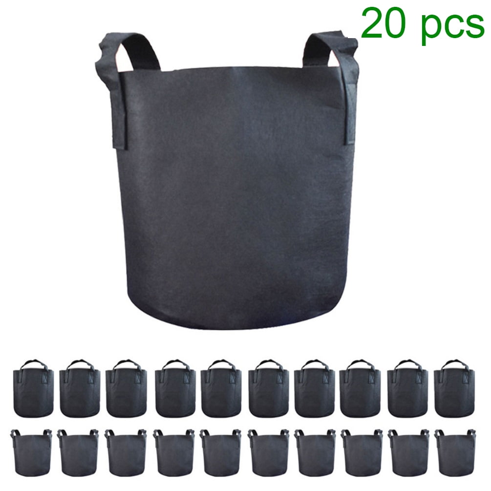 20 Pack Grow Bags 3 Gallon NonWoven Fabric Plant Grow Bag with Handles, Round Grow Pots for