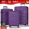 thumbnail image 4 of Sunbee 3 Piece Luggage Sets, ABS Hardshell Hardside Suitcase with TSA Lock Lightweight Durable Spinner Wheels, Purple, 4 of 8
