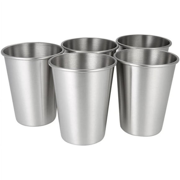 5Pcs Premium 304 Stainless Steel Cups, Stackable Drinking Cups , Shatterproof Metal Cups
