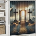 thumbnail image 5 of JEUXUS Shower Curtain Christian Three Crosses Painting, Waterproof and Durable, Multiple Sizes White, 5 of 6