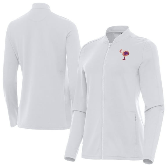 Women's Antigua White Clemson Tigers Palmetto Series Continual Full-Zip Jacket