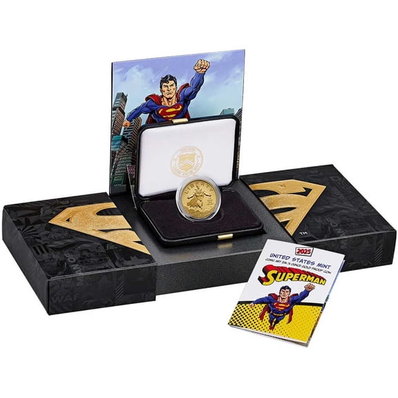 2025-W Proof $50 Superman DC Comics 1/2 oz Gold Coin Box OGP & COA