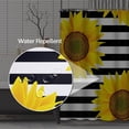thumbnail image 4 of 72"x72" Shower Curtain Waterproof Home Decor Brown Bright Sunflowers Striped Black and White Pattern Orange Sun Beautiful Picture Print Polyester Fabric Adjustable Hook Set, 4 of 5