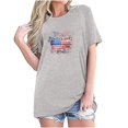 thumbnail image 2 of Fiudx Ofertas Flash Del Día Solo En Línea Camiseta Básica de Verano de Manga Corta Informal para Mujer, Blusa con Estampado Del Día de La Independencia, Cuello Redondo, 2 of 4