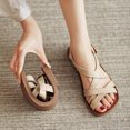 thumbnail image 5 of Zapatos de piel auténtica para mujer, sandalias de tacón plano hechas a mano de piel de vaca auténtica, verano 2023, 5 of 5
