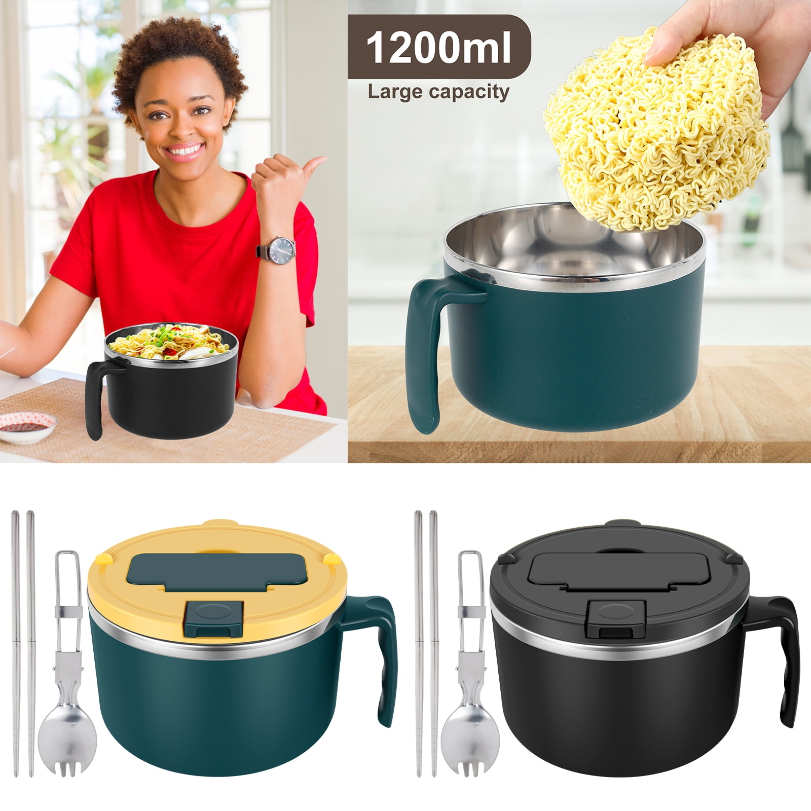 Microwave Ramen Bowl with Lid - Microwavable Noodle Cooker for Dorm Room  Essentials - Ramen Maker with Vent Opening- Microwave Safe Instant Noodles
