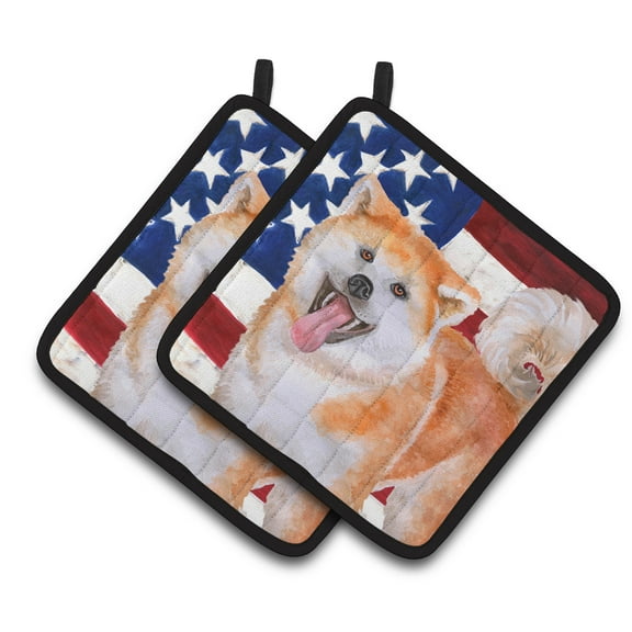 Caroline's Treasures Akita Patriotic Pair of Pot Holders