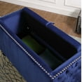 thumbnail image 2 of 28.25" in Cobalt Blue Velvet Side Tufted Nailhead Storage Settee Loveseat, 2 of 6