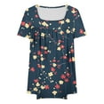 thumbnail image 4 of ITSAME Blouse for Womens, Plus Size Florla Prints Square Neck Summer 2025 Tunic Tees Navy XL, 4 of 4
