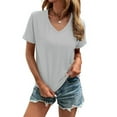 thumbnail image 5 of Women's V Neck T Shirts Casual Short Sleeve Summer Basic Tops Tees, 5 of 5