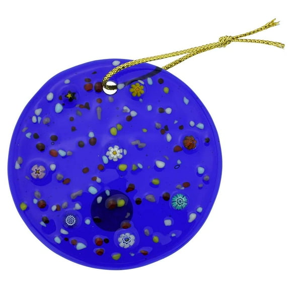 GlassOfVenice Murano Glass Circle Christmas Ornament - Blue