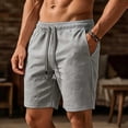 thumbnail image 2 of hlysgo Mens Texture Elastic Waist Shorts Big and Tall Drawstring Lightweight Short Casual Summer Beach Shorts with Pockets Gray,XL, 2 of 5