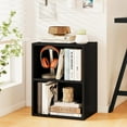thumbnail image 3 of 2 Cube Bookshelf and Bookcase, 2-Layer Storage Shelf w/Large-Capacity Open Storage Space, MDF P2 Veneer, for Living Room Bedroom Study Office Multi-Functional Furniture Display Cabinet, Black, 3 of 9