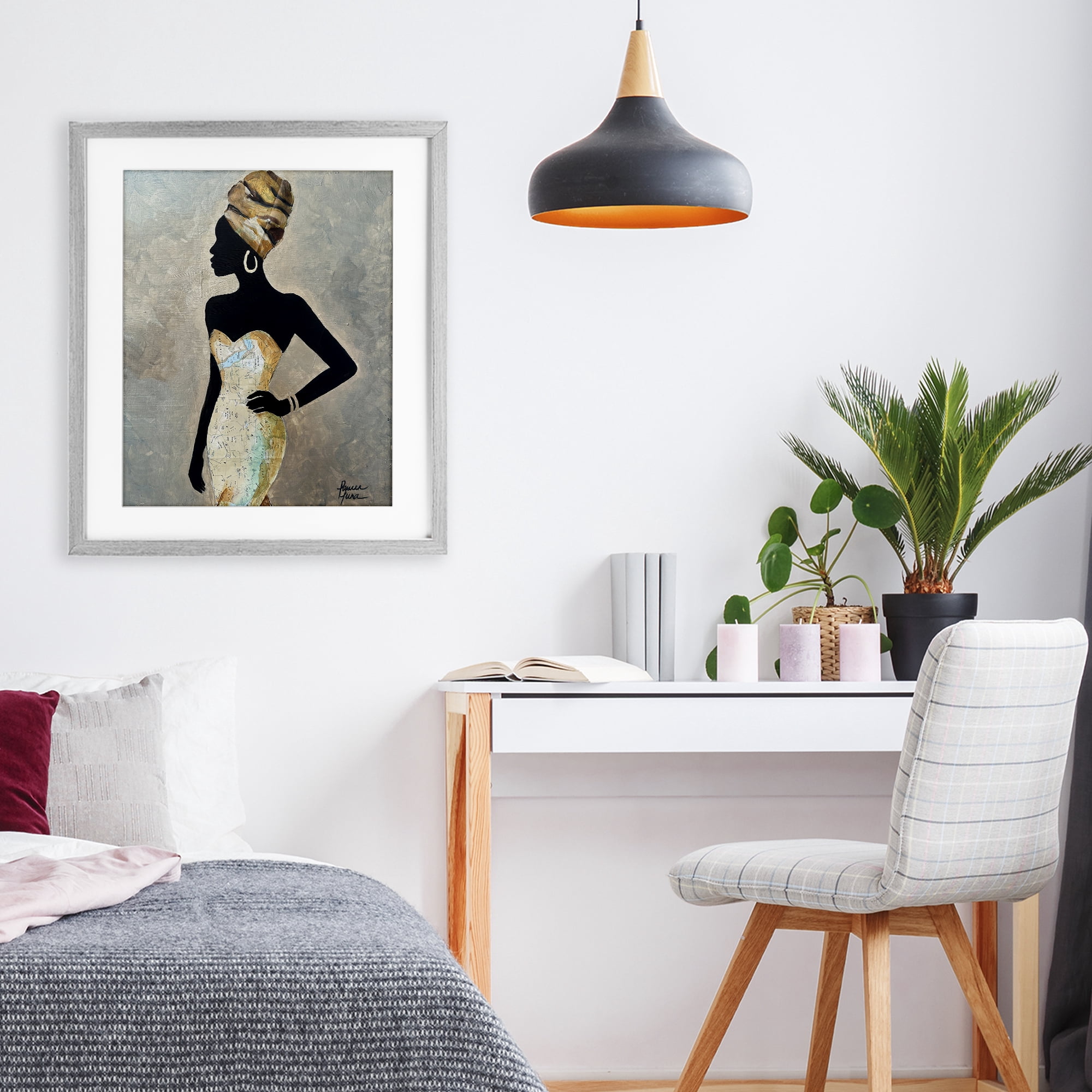 Stupell Industries Motherland Muse Fashion Portrait Gray Framed Print Under Glass, design by Lauren Luna