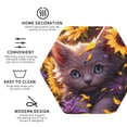 thumbnail image 3 of Vsdgher Sunshine Cute Cat Sunflower Leather Coasters for Drinks, Durable Drink Coasters 4 Set for Tabletop Protection, Luxurious Home Décor and Housewarming Gift ( {designName})Hexagon, 3 of 6