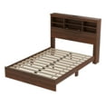 thumbnail image 6 of 4 Pieces Bedroom Sets, Queen Size Wooden Bed Frame with Storage Headboard and Charging Station, 2 Nightstands with 2 Drawers, 1 Dresser with 5 Drawers, Walnut, 6 of 9
