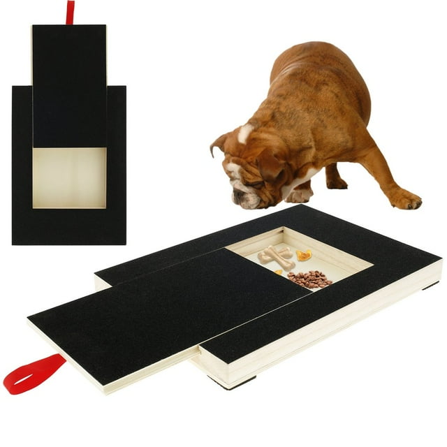 MesaSe Dog Nail Scratch Pad Wooden Dog Nail File Board with Built-in Snack Box Sandpaper Puppy Nail Grinding Pad Sturdy Dog Paws Scratchboard for Small and Medium Dogs