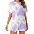 thumbnail image 1 of NICKSUN Pyjama d'Été 2 Pcs pour Femmes, Ensemble de Vêtements de Nuit Doux et Confortables avec Short de Détente, Imprimé Vache Violet, 4TG, 1 of 8