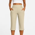 thumbnail image 7 of Capri Pants for Women Stretch High Waisted Crop Office Work Pants Summer Casual Capris Slacks Yoga Dress Pant Beige S, 7 of 7
