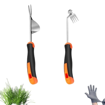 2PCS Weed Puller ToolNew Garden Weeder Tool,  Stainless Steel Hand Weeder Tool,4 Teethes Dual Purpose Weed Remover Tool Weeding Tools for Gardening