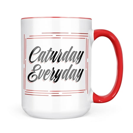 

Neonblond Vintage Lettering Caturday Everyday Mug gift for Coffee Tea lovers
