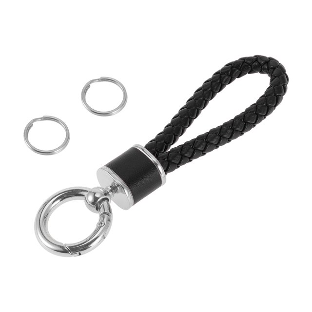 Llavero de coche Unique Bargains, llavero universal con anillo para llaves de control remoto, cuero sintético, aleación de zinc, tono plateado, negro, 1 pieza