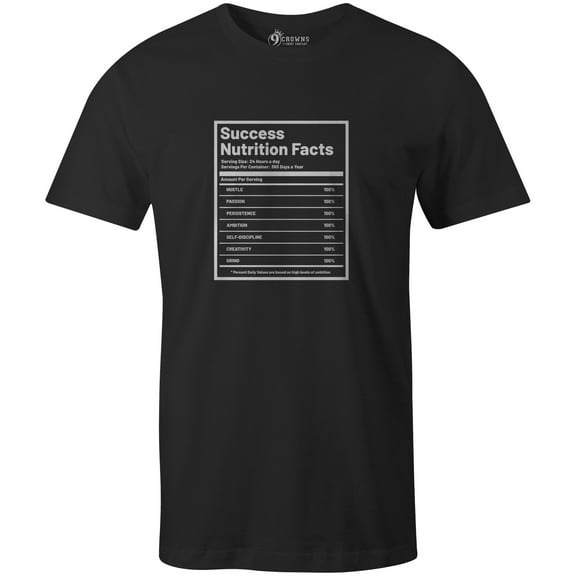 9 Crowns Unisex Men's Graphic Tee Success Facts funny Hustle Entrepreneur T-Shirt (Success-Black, Small)
