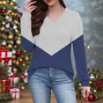 thumbnail image 2 of Sexlip Loose Long Sleeve Casual Pullover V-Neck Top Soft Breathable Fabric Lightweight Comfortable for Women Perfect for Daily Wear Travel Sports and Leisure Fashionable Winter Clothing Blue M, 2 of 6