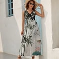thumbnail image 5 of Chinese Ink Painting Bamboo Dress Fashion Boho Beach Long Dresses Female Party Printed Maxi Dress, 5 of 9