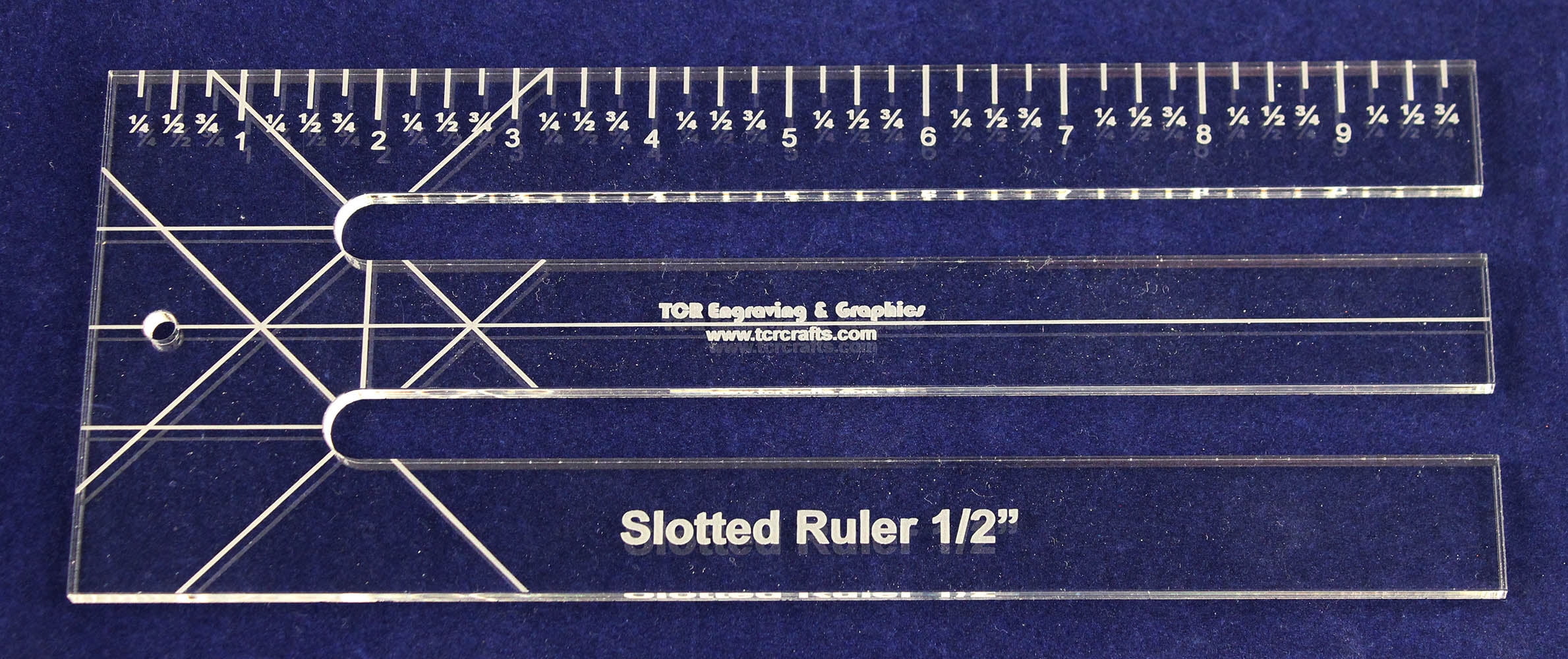 10" SlottedRuler 1/2" Slots Acrylic 1/4" thick. Quilting/Sewing