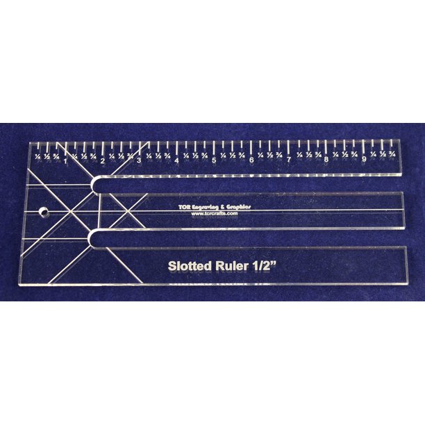 10" SlottedRuler 1/2" Slots Acrylic 1/4" thick. Quilting/Sewing