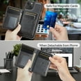 thumbnail image 6 of Compatible With iPhone 15 Phone Case,Magnetic 2 in 1 Detachable Wallet Case,With Card Holder,Kickstand,Compatible Magsafe,PU Leather Shockproof Heavy Duty Phone Case Cover,Black, 6 of 12