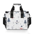 thumbnail image 7 of FORMRS Insulated Cooler Bag 24 Cans Capacity Soft Leakproof Lunch Box with Side Pockets, Blue Cartoon Snowmen, 7 of 7