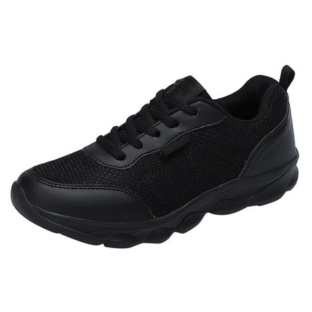 

dmqupv Womens Sneakers Black Non Slip Sneakers for Women Size 7 Large Lace-up Sneakers Color Size Flying Solid Platform Sport Shes Black 7.5