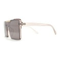 thumbnail image 3 of Mens Luxury Mod Rimless Block Lens Shield Oversize Sunglasses Pink Brown Mirror, 3 of 5