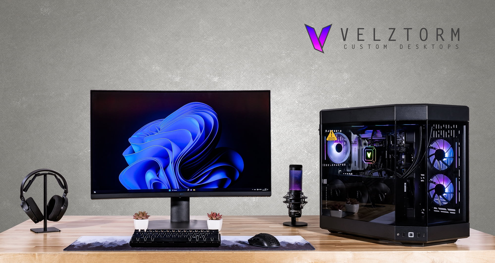 Velztorm Black Praetix 3D Gaming Desktop PC (AMD Ryzen 7 9800X3D, GeForce RTX 5070 Ti, 32GB DDR5, 2TB PCIe SSD, RGB Fans, 360mm AIO, 1000W PSU, WiFi 7, Bluetooth 5.4, RJ-45, HDMI, Win 11 Home)