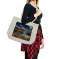 thumbnail image 2 of Cityscape Shopping Bag, Night View Hong Kong Victoria Harbor Business Financial District Cityscape Print, Eco-Friendly Reusable Bag for Groceries Beach and More, 15.5" X 14.5", Cream, by Ambesonne, 2 of 2