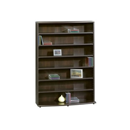 7 Shelf Multimedia Storage Tower in Cinnamon Cherry Finish