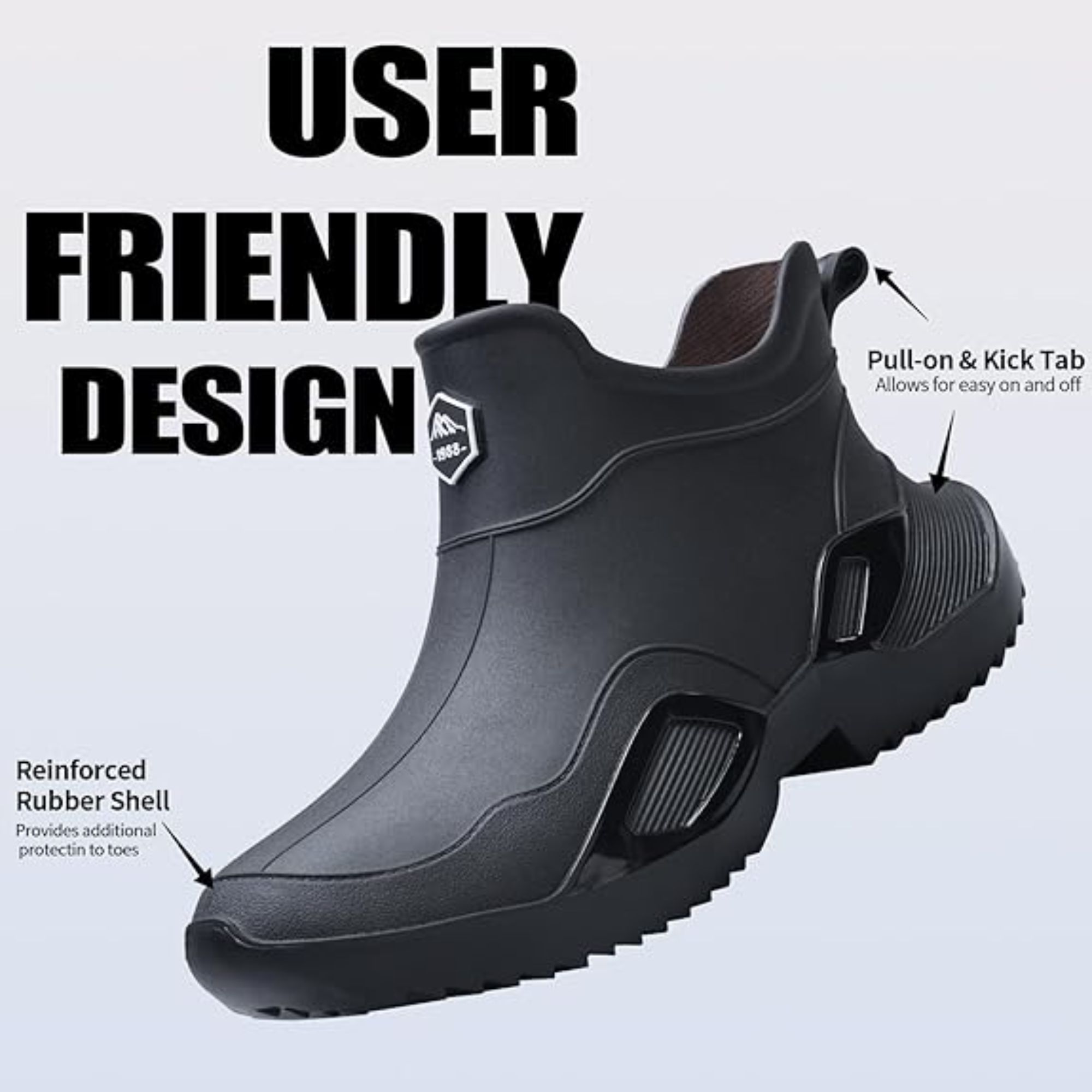 CHICVOMEY Women's Waterproof Rain Boots Anti-Slip Ankle Boots for Gardening Fishing Farming Boating Outdoor Work Traction Sole Short Rain Boots for Women & Men