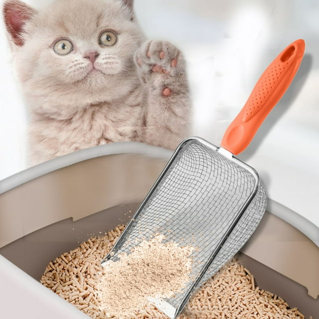 YWIYIUD 1PC StainlessSteel Mesh Cat LitterScoop Durable Cleaning Shovel with Comfortable Handle Portable and Practical Catlitter Sifting Tool Suitable for Home and Pet Shop