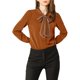 thumbnail image 5 of Blusa de trabajo de manga larga con botones y cuello atado para mujer INSPIRE CHIC en marrón, 5 of 7