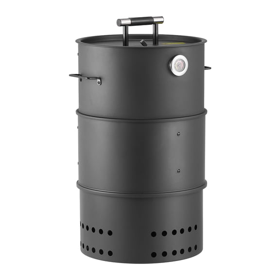 18.5" Barrel Charcoal BBQ Smoker Grill, Outdoor Barbecue with 2 Grates, Hanging Rod&Thermometer for Backyard, Patio, and Party Cooking