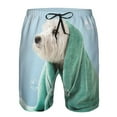 thumbnail image 3 of Honeii's Dog Wrapped in Towel Print Men's Casual Shorts with Drawstring，Swim Trunks Quick Dry Beach Shorts, 3 of 5
