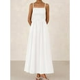 thumbnail image 3 of Deliqiba Women'S Summer Maxi Dresses Beach Sundress Casual Spaghetti Strap Smocked Swing A Line Long Flowy Dress White S, 3 of 5